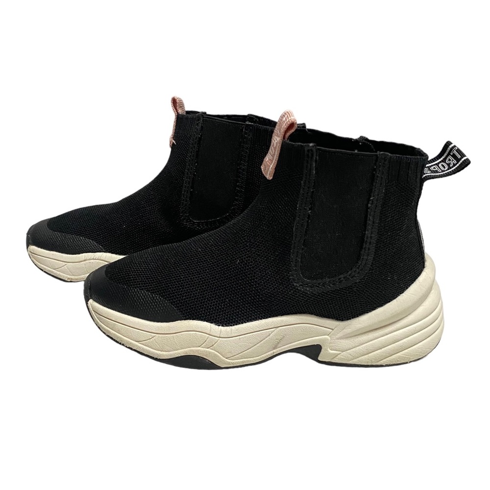 Zara Kids Knit / Sock Sneakers, Black, Size 12.5